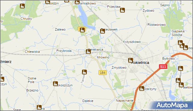 mapa Mrowino, Mrowino na mapie Targeo