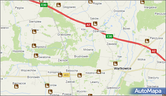 mapa Mrówna, Mrówna na mapie Targeo