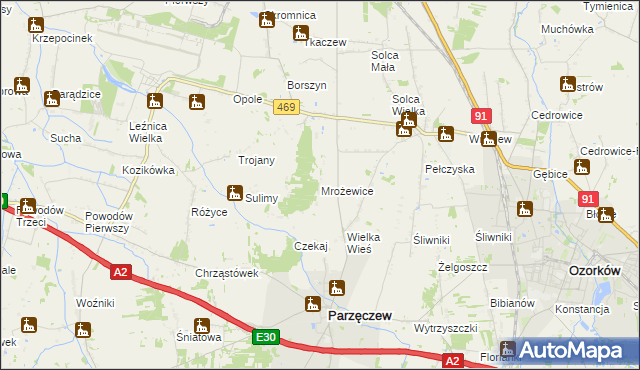 mapa Mrożewice, Mrożewice na mapie Targeo