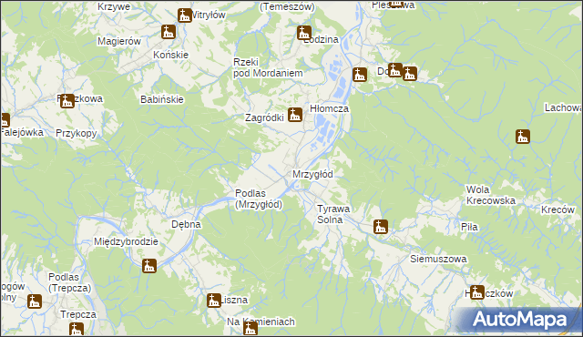 mapa Mrzygłód gmina Sanok, Mrzygłód gmina Sanok na mapie Targeo