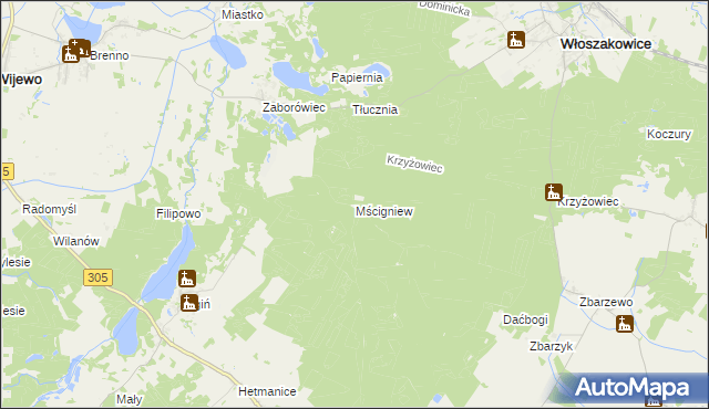 mapa Mścigniew, Mścigniew na mapie Targeo