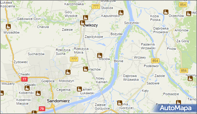 mapa Mściów, Mściów na mapie Targeo