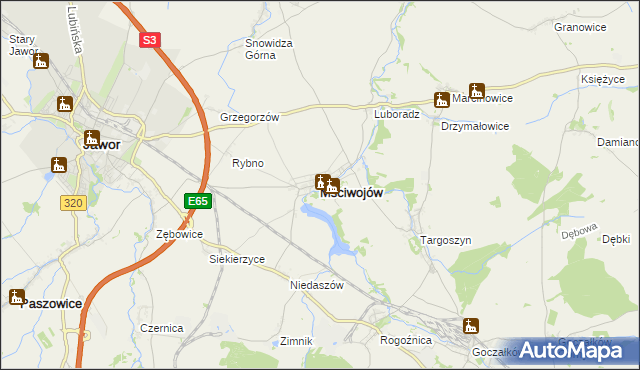 mapa Mściwojów, Mściwojów na mapie Targeo