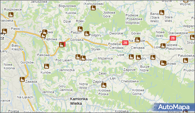 mapa Mszalnica, Mszalnica na mapie Targeo