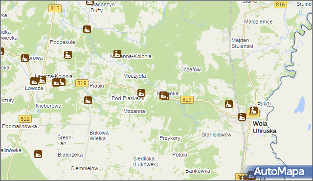 mapa Mszanka gmina Wola Uhruska, Mszanka gmina Wola Uhruska na mapie Targeo