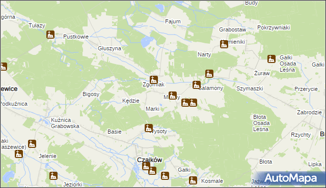 mapa Muchy gmina Czajków, Muchy gmina Czajków na mapie Targeo