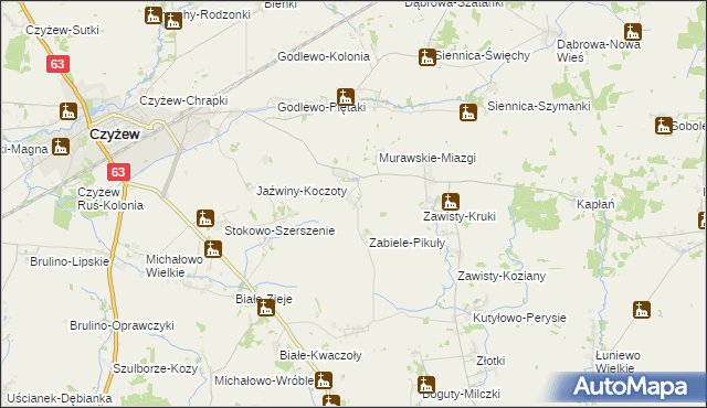 mapa Murawskie-Czachy, Murawskie-Czachy na mapie Targeo