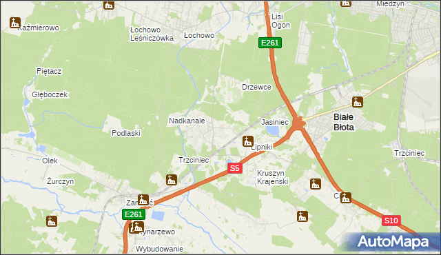 mapa Murowaniec gmina Białe Błota, Murowaniec gmina Białe Błota na mapie Targeo