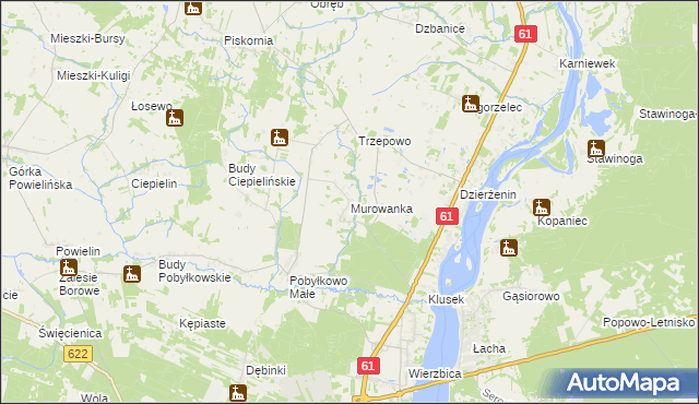 mapa Murowanka gmina Pokrzywnica, Murowanka gmina Pokrzywnica na mapie Targeo