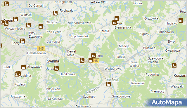 mapa Mutne, Mutne na mapie Targeo