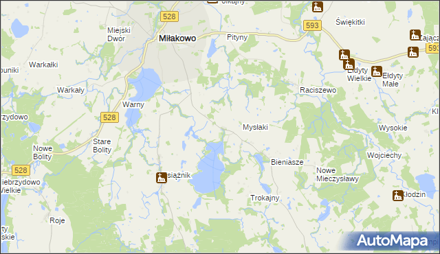 mapa Mysłaki Małe, Mysłaki Małe na mapie Targeo