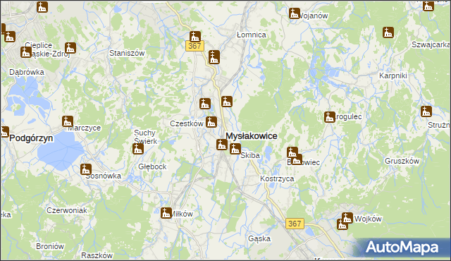 mapa Mysłakowice, Mysłakowice na mapie Targeo