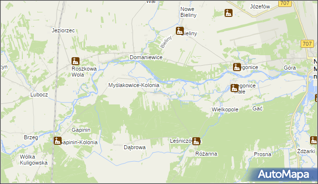 mapa Myślakowice, Myślakowice na mapie Targeo