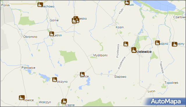 mapa Myśliborki, Myśliborki na mapie Targeo
