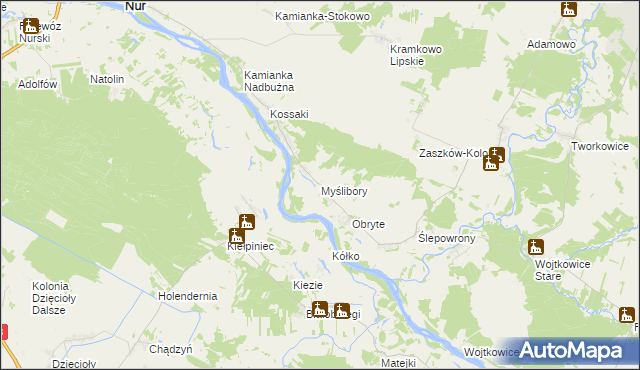 mapa Myślibory, Myślibory na mapie Targeo