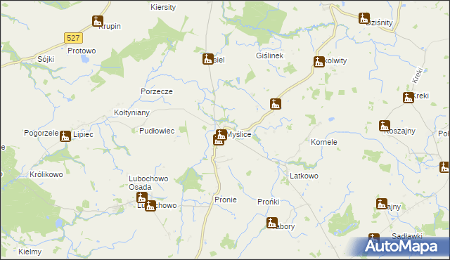 mapa Myślice, Myślice na mapie Targeo