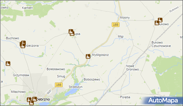 mapa Myśligoszcz, Myśligoszcz na mapie Targeo