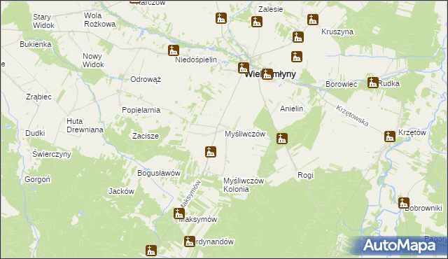 mapa Myśliwczów, Myśliwczów na mapie Targeo