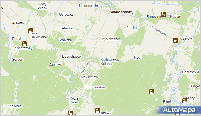 mapa Myśliwczów Kolonia, Myśliwczów Kolonia na mapie Targeo