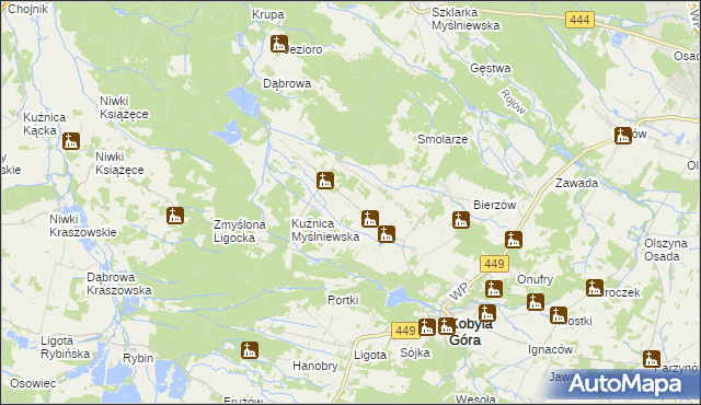 mapa Myślniew, Myślniew na mapie Targeo