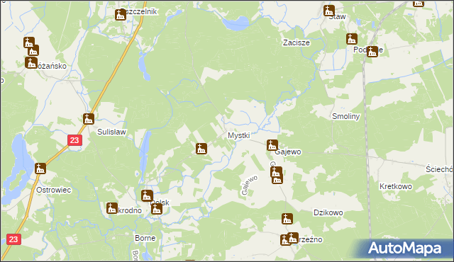 mapa Mystki gmina Lubiszyn, Mystki gmina Lubiszyn na mapie Targeo