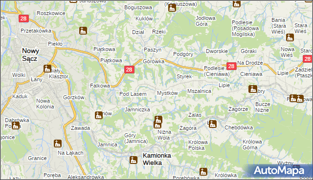 mapa Mystków, Mystków na mapie Targeo
