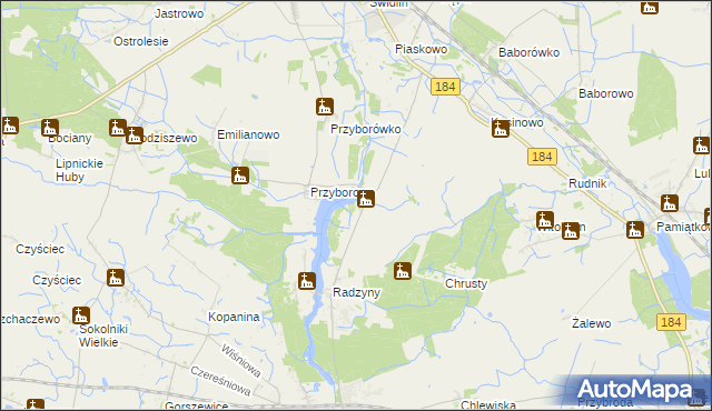 mapa Myszkowo gmina Szamotuły, Myszkowo gmina Szamotuły na mapie Targeo