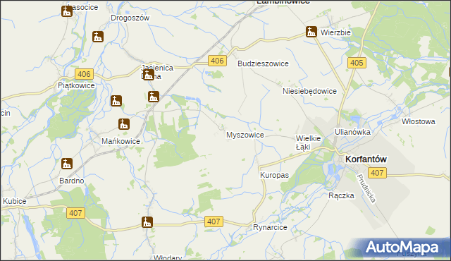 mapa Myszowice, Myszowice na mapie Targeo