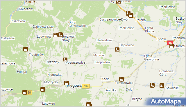 mapa Mzurów, Mzurów na mapie Targeo