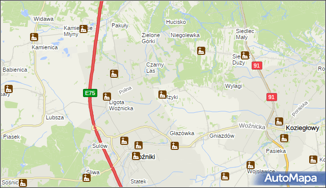 mapa Mzyki, Mzyki na mapie Targeo