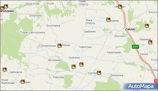 mapa Naborowo, Naborowo na mapie Targeo