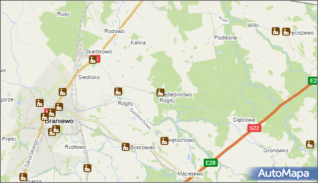 mapa Nadleśnictwo Rogity, Nadleśnictwo Rogity na mapie Targeo