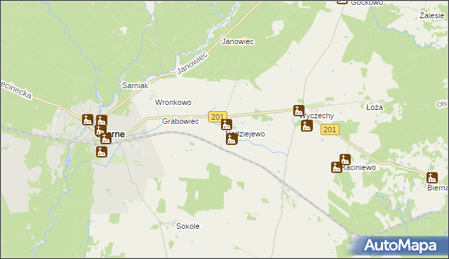 mapa Nadziejewo gmina Czarne, Nadziejewo gmina Czarne na mapie Targeo