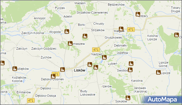 mapa Nadzież, Nadzież na mapie Targeo