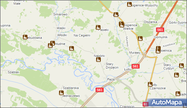 mapa Nagórki gmina Piątnica, Nagórki gmina Piątnica na mapie Targeo