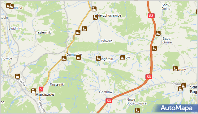 mapa Nagórnik gmina Marciszów, Nagórnik gmina Marciszów na mapie Targeo