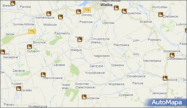 mapa Nagórzanki, Nagórzanki na mapie Targeo