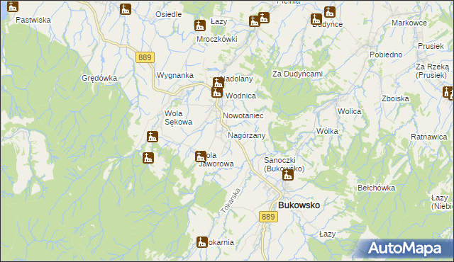 mapa Nagórzany, Nagórzany na mapie Targeo