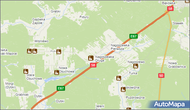 mapa Nagoszewka Druga, Nagoszewka Druga na mapie Targeo