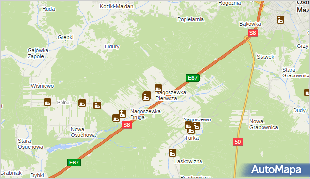 mapa Nagoszewka Pierwsza, Nagoszewka Pierwsza na mapie Targeo