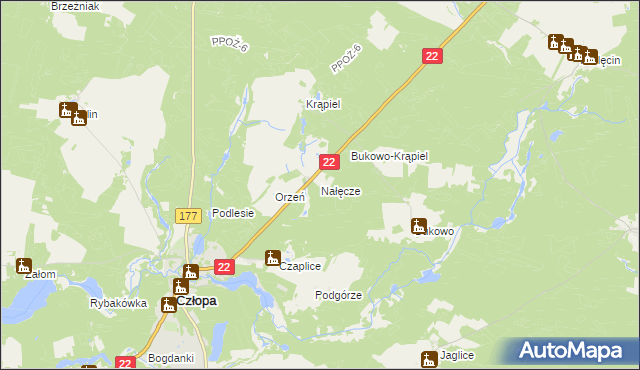 mapa Nałęcze, Nałęcze na mapie Targeo