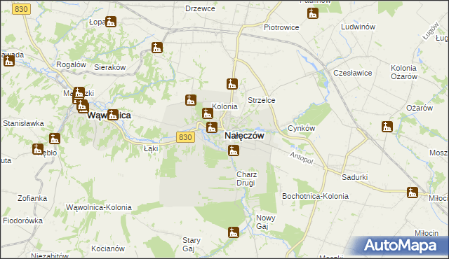 mapa Nałęczów powiat puławski, Nałęczów powiat puławski na mapie Targeo