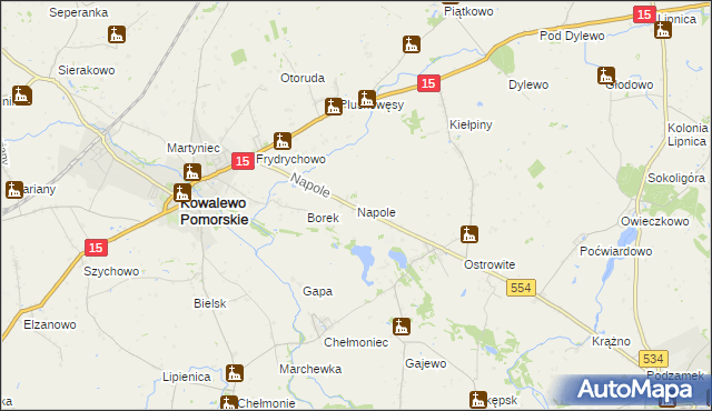 mapa Napole gmina Kowalewo Pomorskie, Napole gmina Kowalewo Pomorskie na mapie Targeo