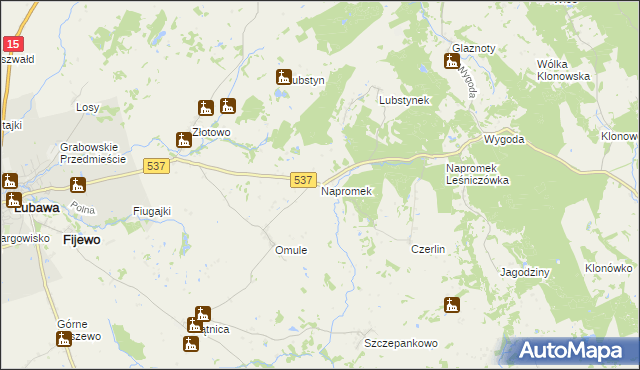 mapa Napromek, Napromek na mapie Targeo