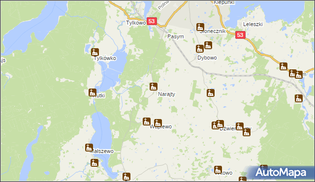 mapa Narajty, Narajty na mapie Targeo