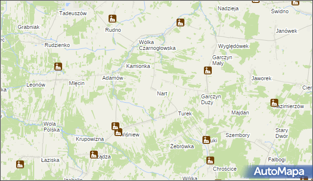 mapa Nart gmina Jakubów, Nart gmina Jakubów na mapie Targeo