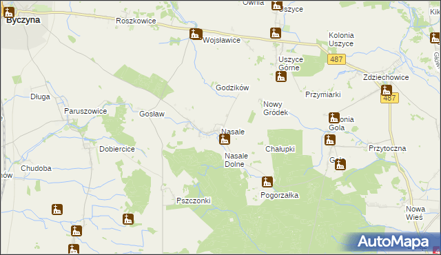 mapa Nasale gmina Byczyna, Nasale gmina Byczyna na mapie Targeo