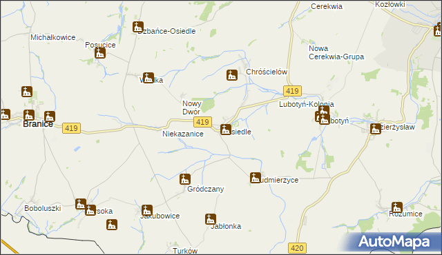 mapa Nasiedle, Nasiedle na mapie Targeo