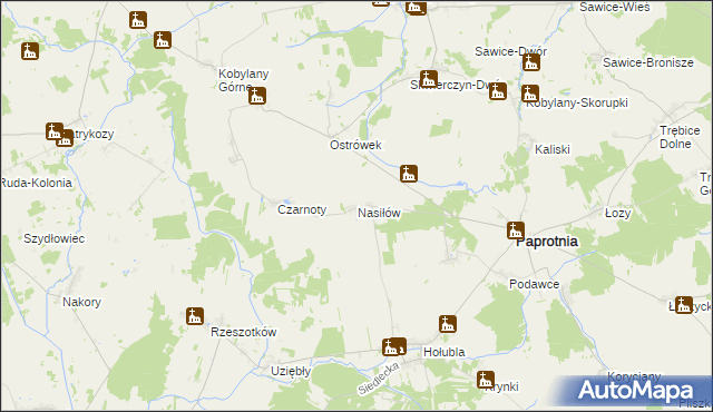 mapa Nasiłów gmina Paprotnia, Nasiłów gmina Paprotnia na mapie Targeo