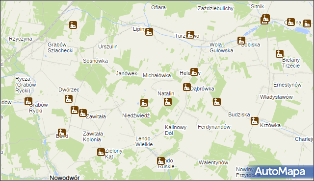 mapa Natalin gmina Adamów, Natalin gmina Adamów na mapie Targeo